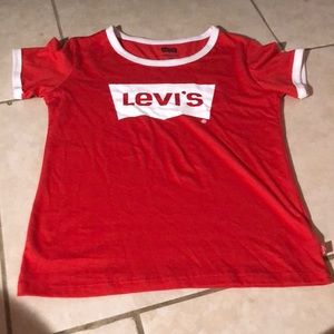 A red Levi’s shirt